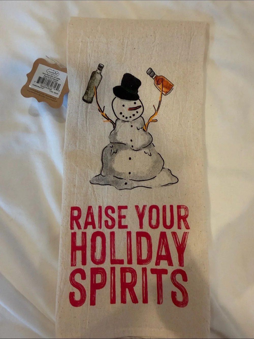 Mud Pie NWT Raise Your Holiday Spirits Red Kitchen Towel